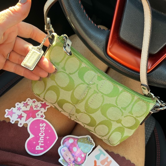 Coach Handbags - 💚SOLD💚 Y2K coach bag lime green vintage coach wristlet mini bag